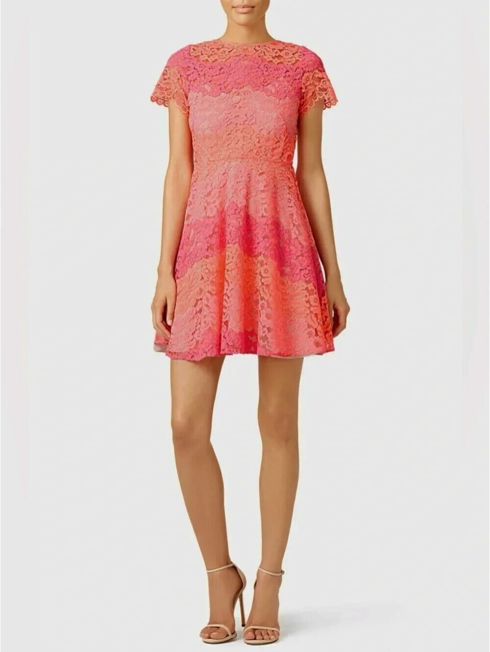 NWT Shoshanna Rio Pink Ombré Floral Lace Cocktail Dress Size 2